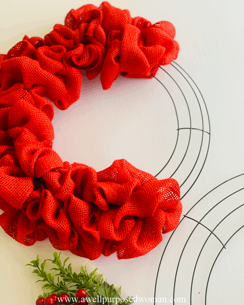 How To Make A DIY Red Burlap Christmas Wreath A Well Purposed Woman