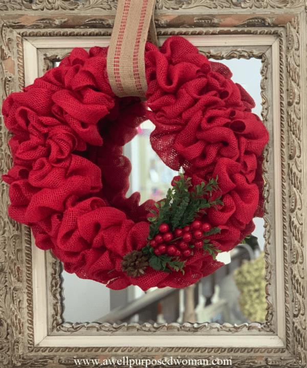 How to Make a DIY Red Burlap Christmas Wreath - A Well Purposed Woman