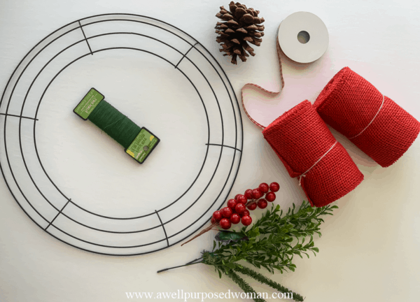 How to Make a DIY Red Burlap Christmas Wreath - A Well Purposed Woman