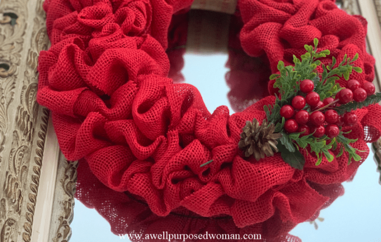 How to Make a DIY Red Burlap Christmas Wreath - A Well Purposed Woman