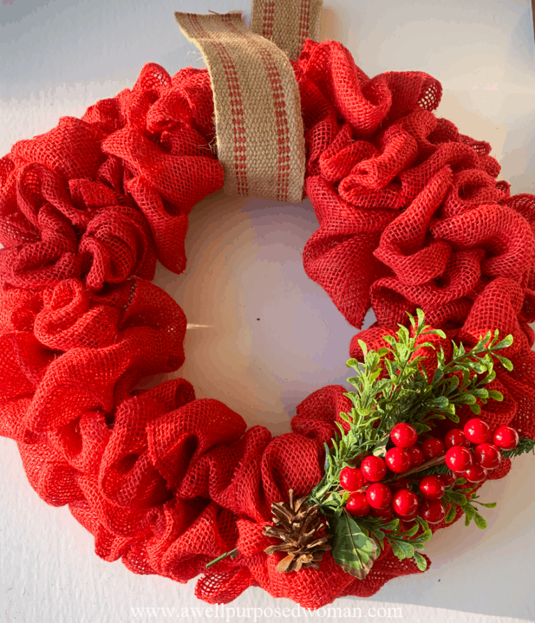 How to Make a DIY Red Burlap Christmas Wreath - A Well Purposed Woman