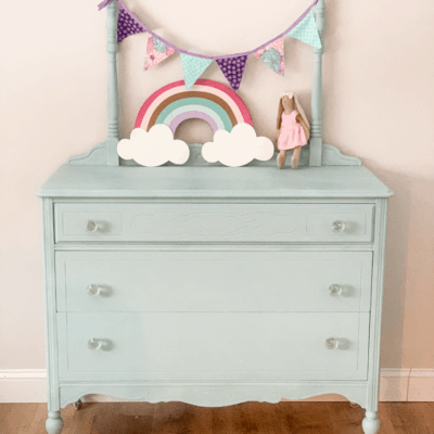 Serenity Blue Chalk Paint Dresser Makeover for Little Girl’s Room