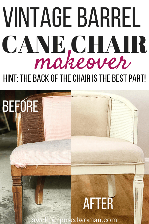 Barrel Cane Back Chair Makeover Pin