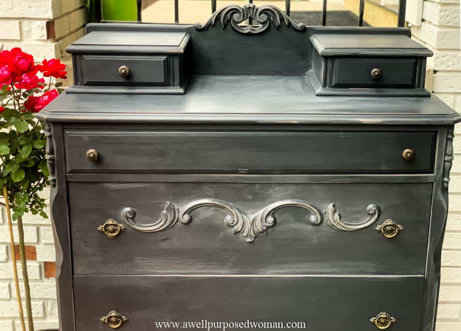 Antique dresser painted in black chalk paint, distressed and sealed with  clear wax. Origina…
