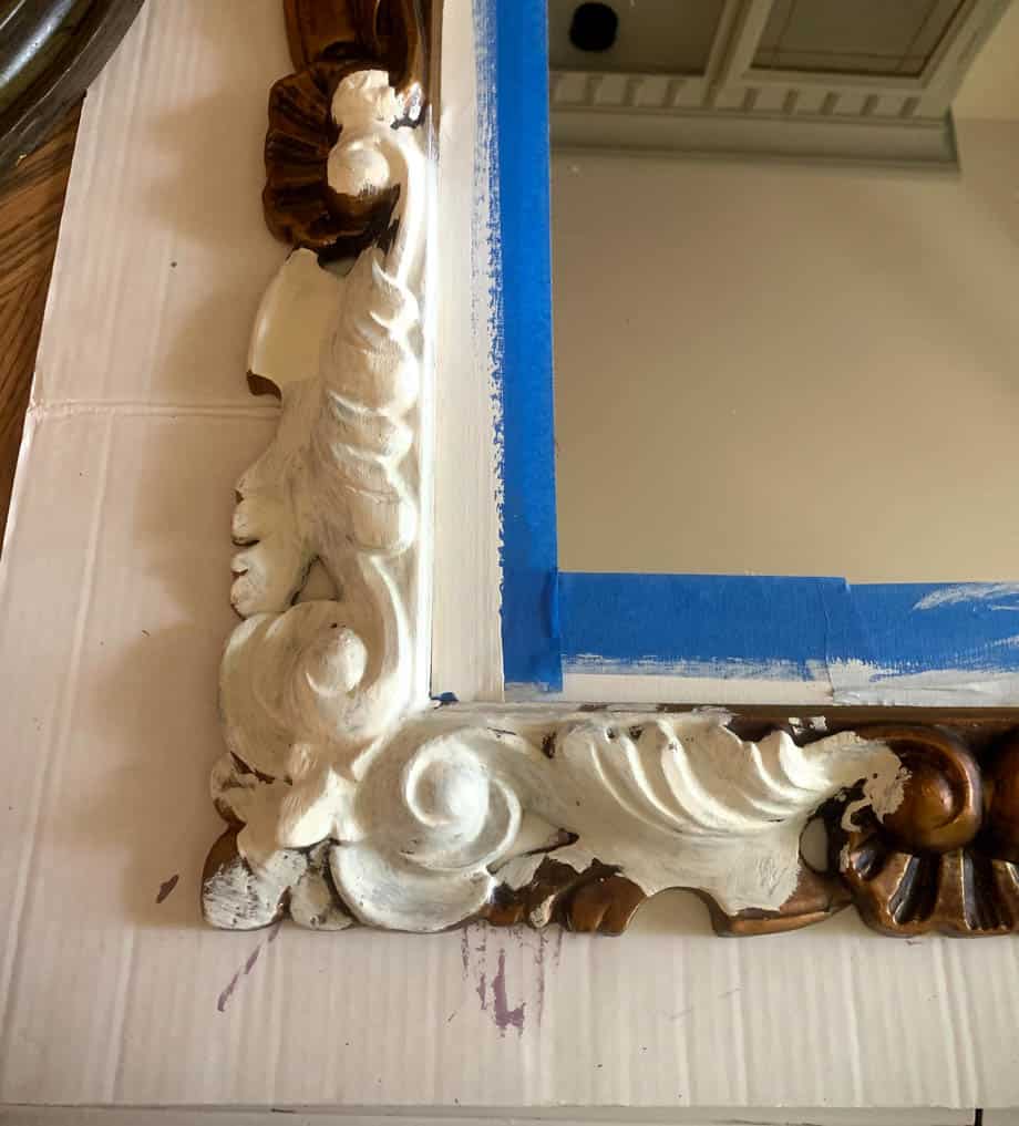 Paint A Mirror Frame Antique White, How To Chalk Paint A Mirror