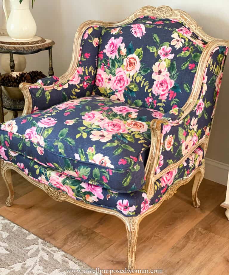 French Chair Makeover: How to Reupholster a French Chair - A Well ...