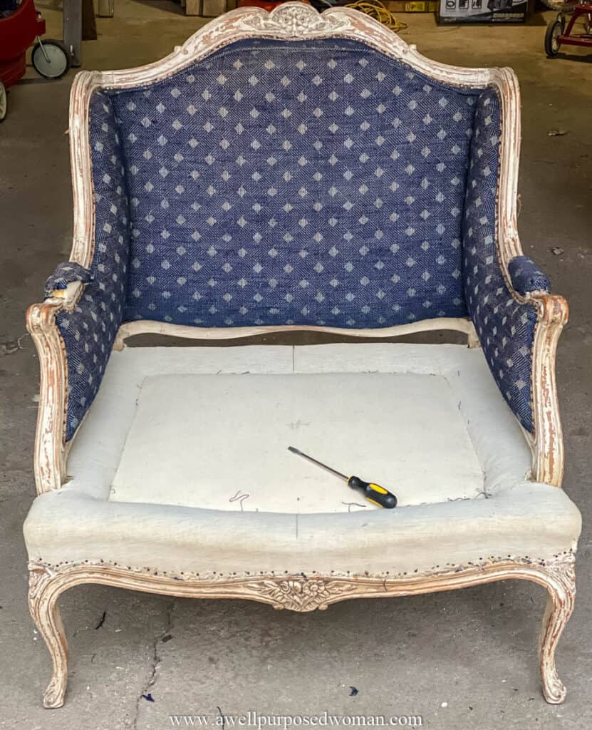 reupholstering a French chair, part 6