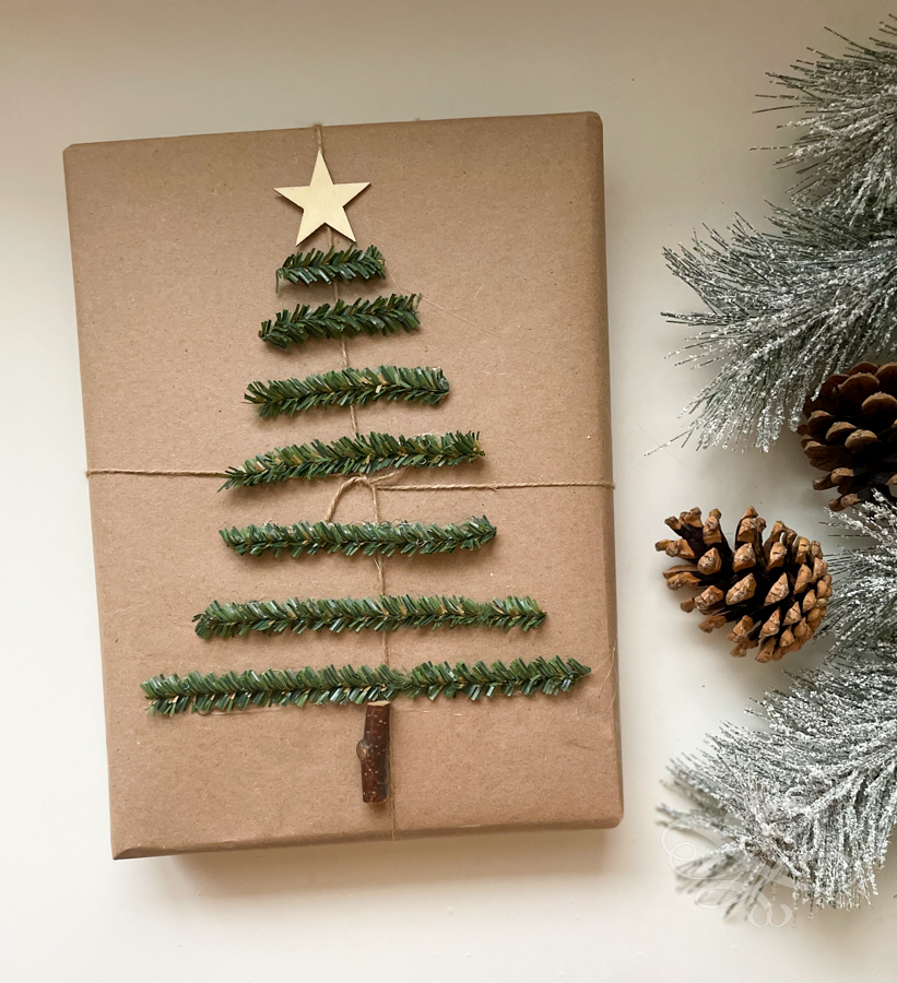 DIY Mini Christmas Tree Gift Wrap Embellishment