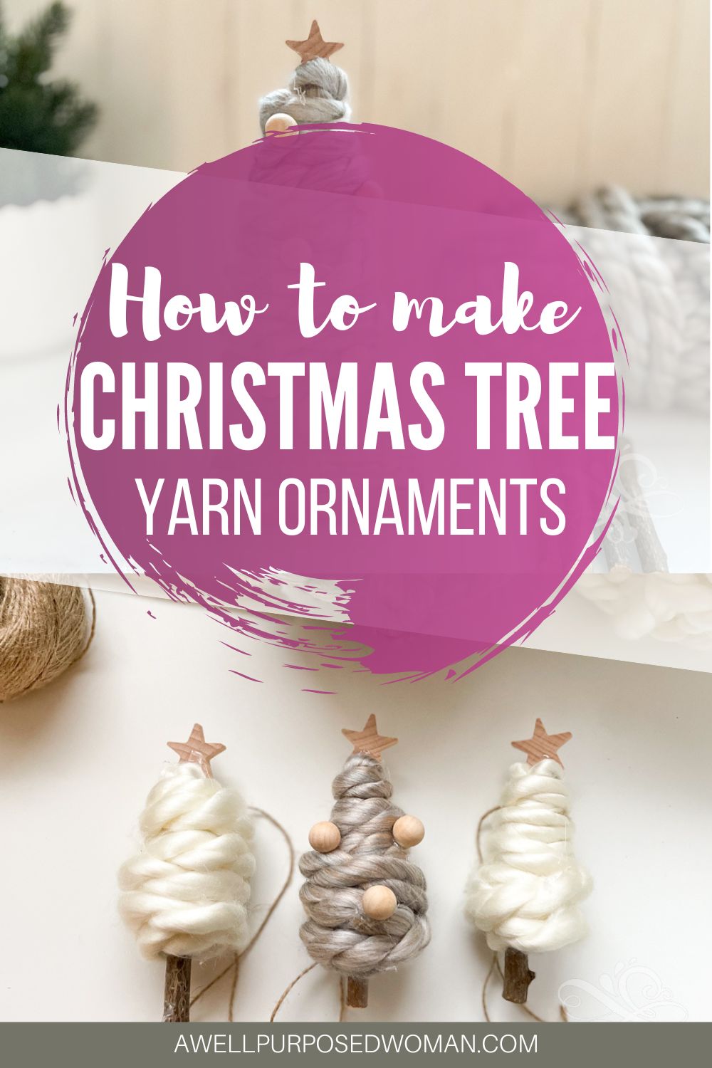 How to Make Yarn Christmas Tree Ornaments on a Stick - A Well Purposed ...