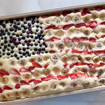 How to make Sheet Pancakes in 2 Easy Steps in the shape of an American Flag